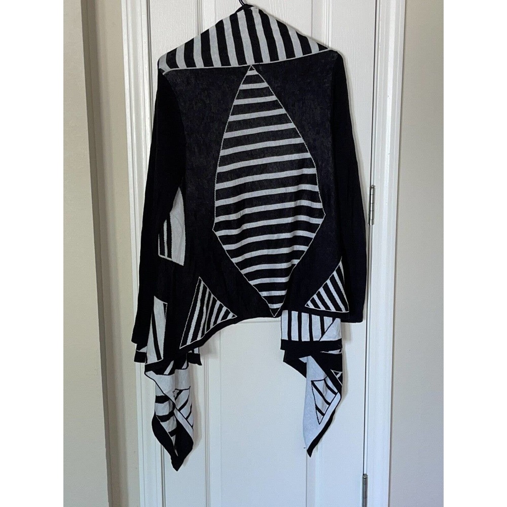 Women’s Worthington Cardigan Sweater White Black Open Front Long Sleeve Large - Picture 2 of 5